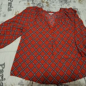 Crown & Ivy Blouse, Red & Blue, XL